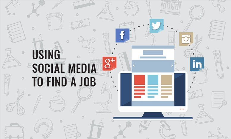 using-social-media-to-find-a-job-getreskilled image-of-computer-screen-with-social-media-logos-suggesting-using-social-media-to-find-a-job