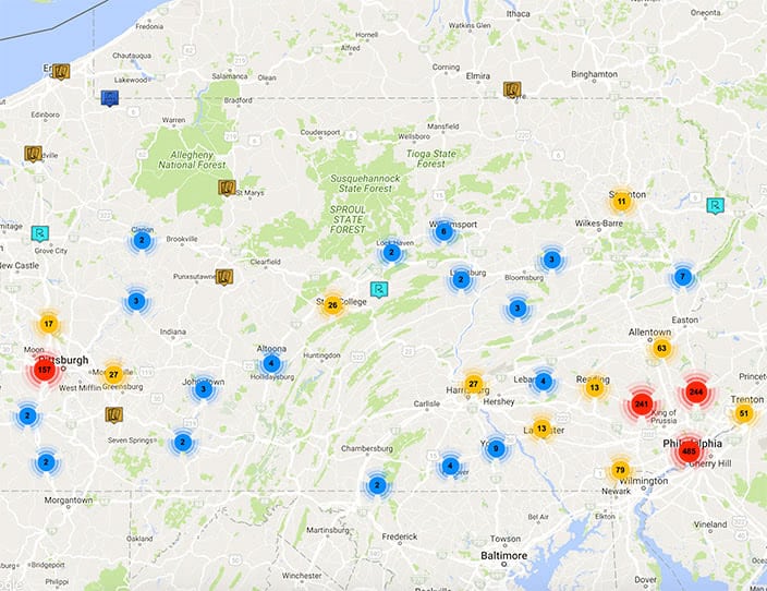 Map of USA's Pharma Job Search Resource Centre