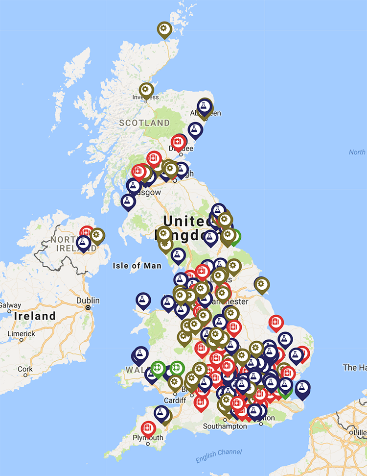 Map of UK's Pharma Job Search Resource Centre