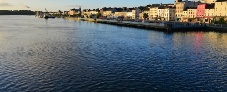 View from the water looking across waterford ireland