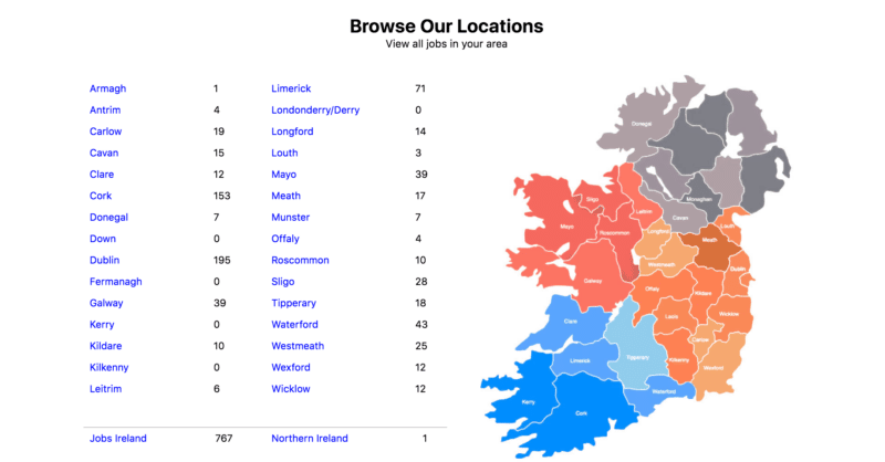 Map of Ireland’s counties to show where pharmaceutical jobs are