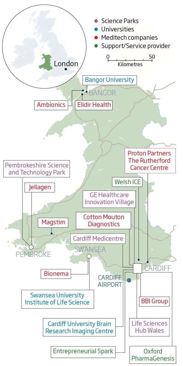 life-science-clusters-wales-getreskilled map-showing-major-life-science-clusters-throughout-wales