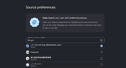 Preferred source FDA