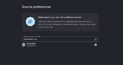 Preferred source GetReskilled