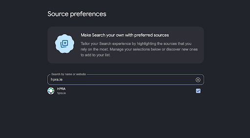 Preferred source HPRA